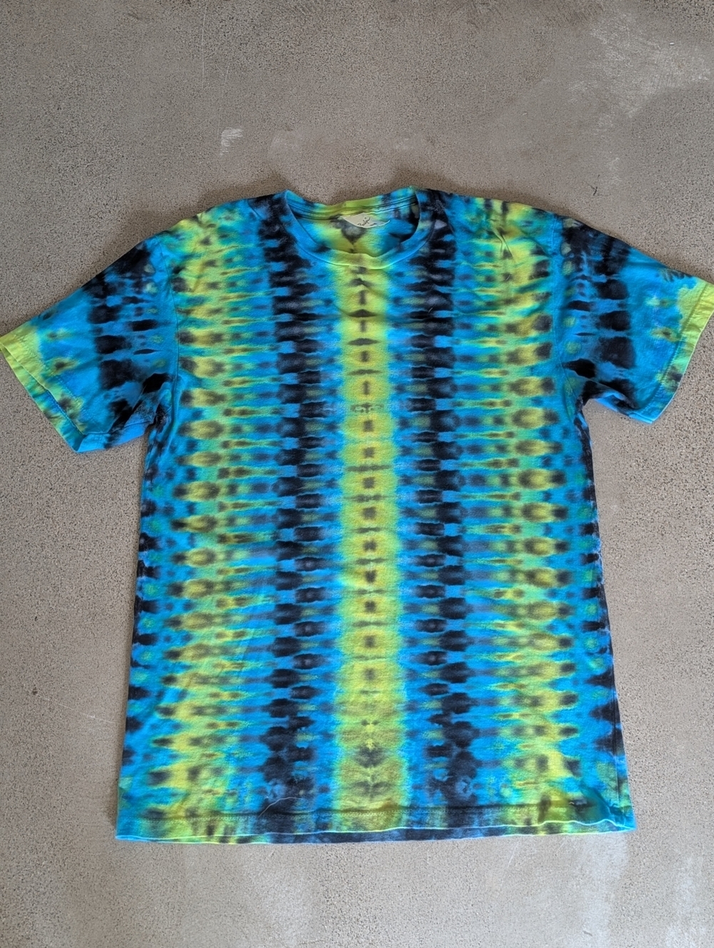 Blue and Lime Green Tie-Dye T-Shirt